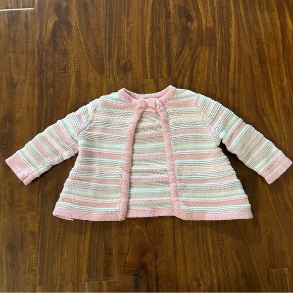 Gymboree Pink Striped Baby Cardigan Sweater size 3-6 months - Picture 1 of 6